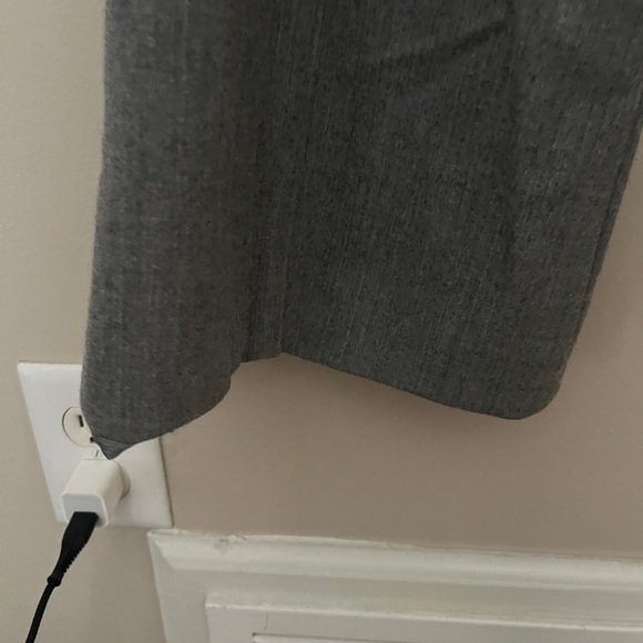 THEORY Slacks Pants Gray White Tuxedo Stripe Wool Flare Leg Women's Size 4 - Picture 8 of 10